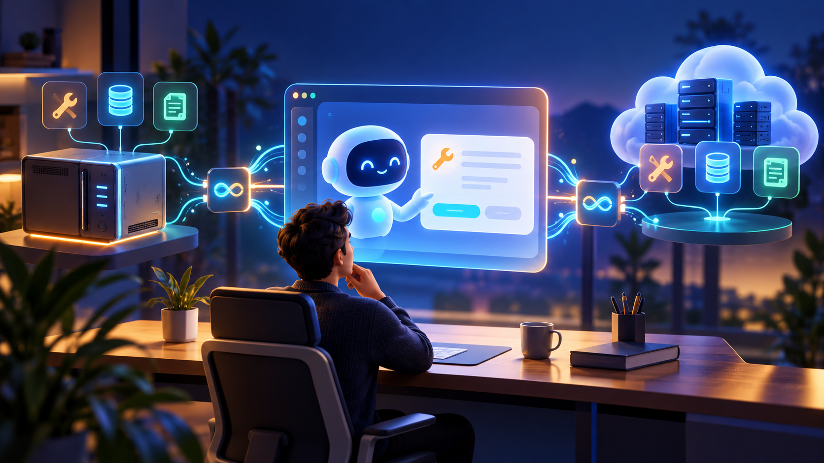 Cover illustration: an AI application connects through MCP to local and cloud servers that provide tools, data, and prompts, with a user reviewing an action.