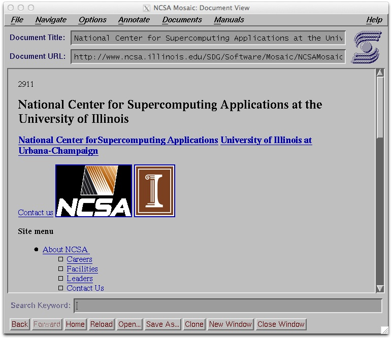 A screenshot of the NCSA Mosaic web browser, which displayed images alongside text